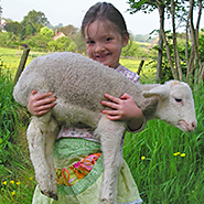 girl holding lamb